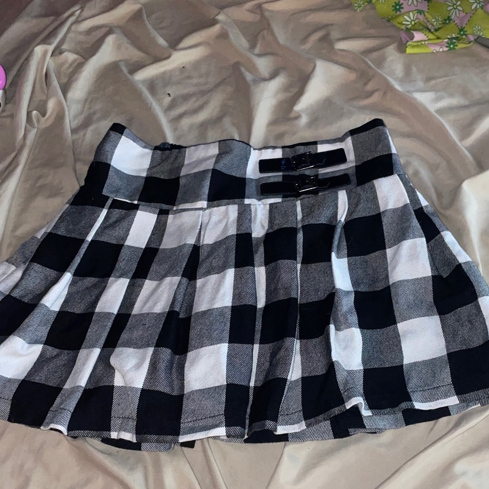Justice Black and White Plaid Skater Skirt